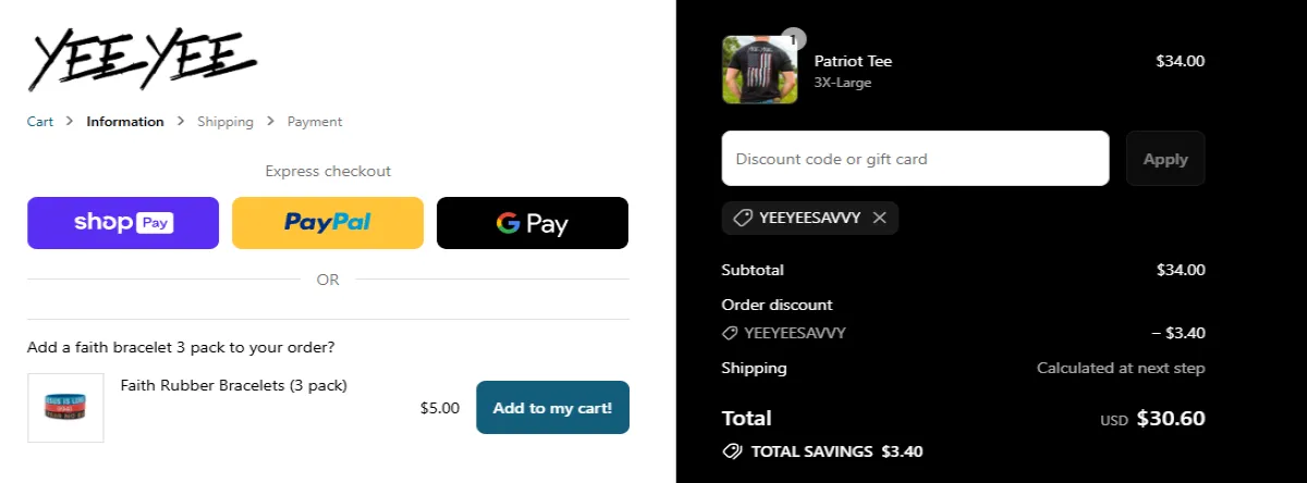 Coupon proof YEEYEESAVVY