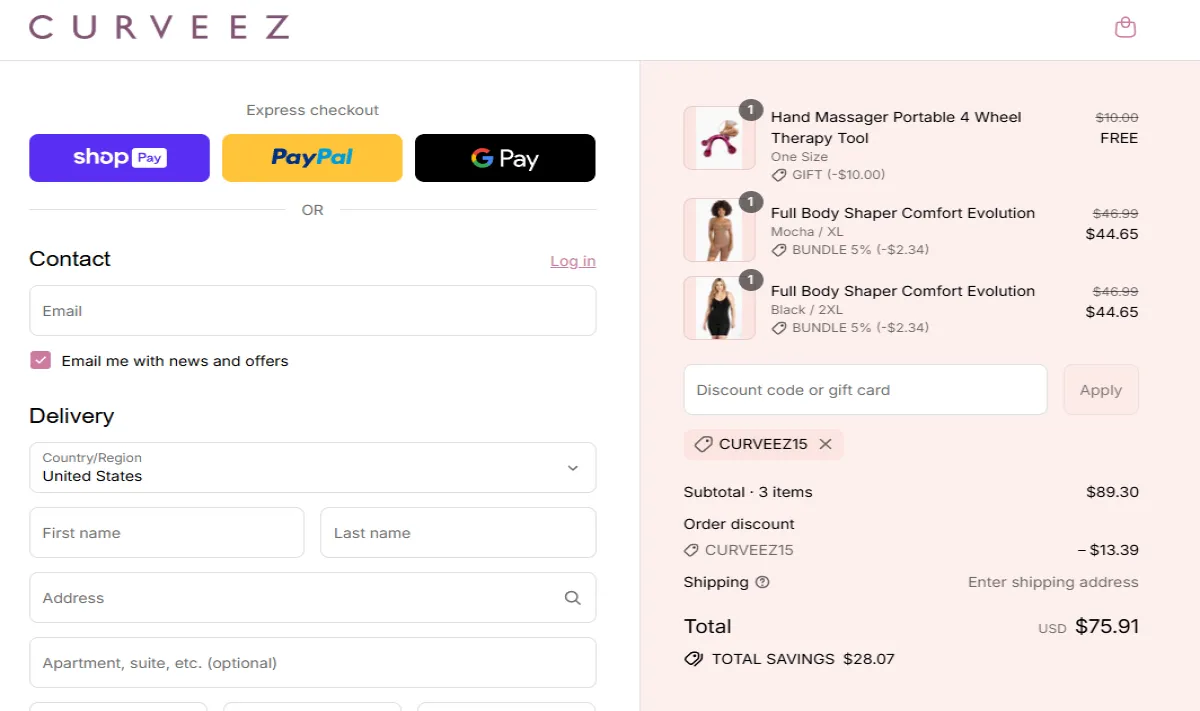 Coupon proof CURVEEZ15