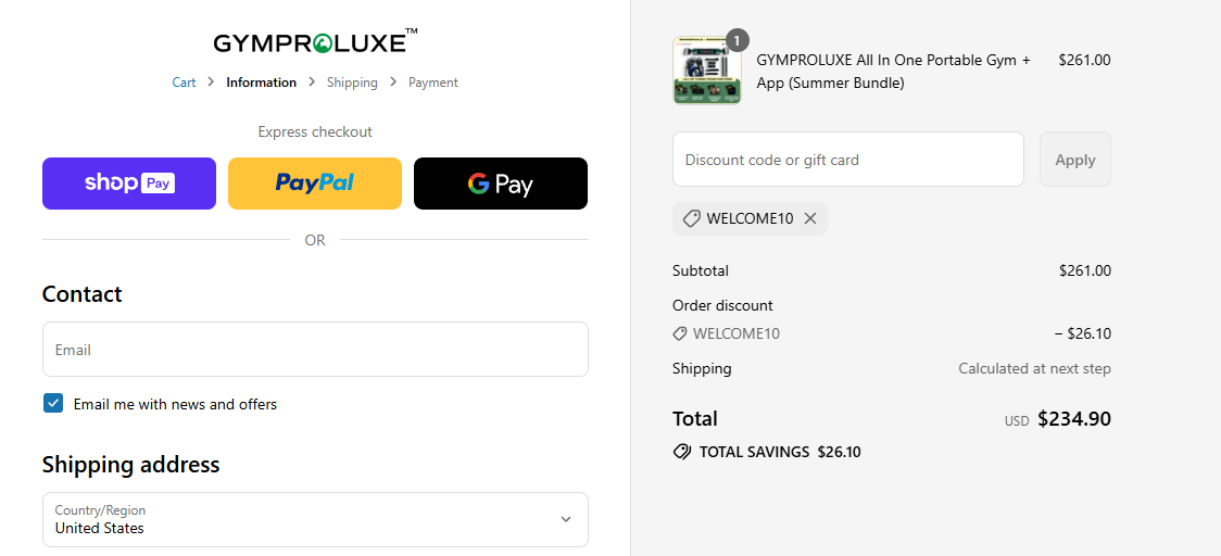 Coupon proof WELCOME10