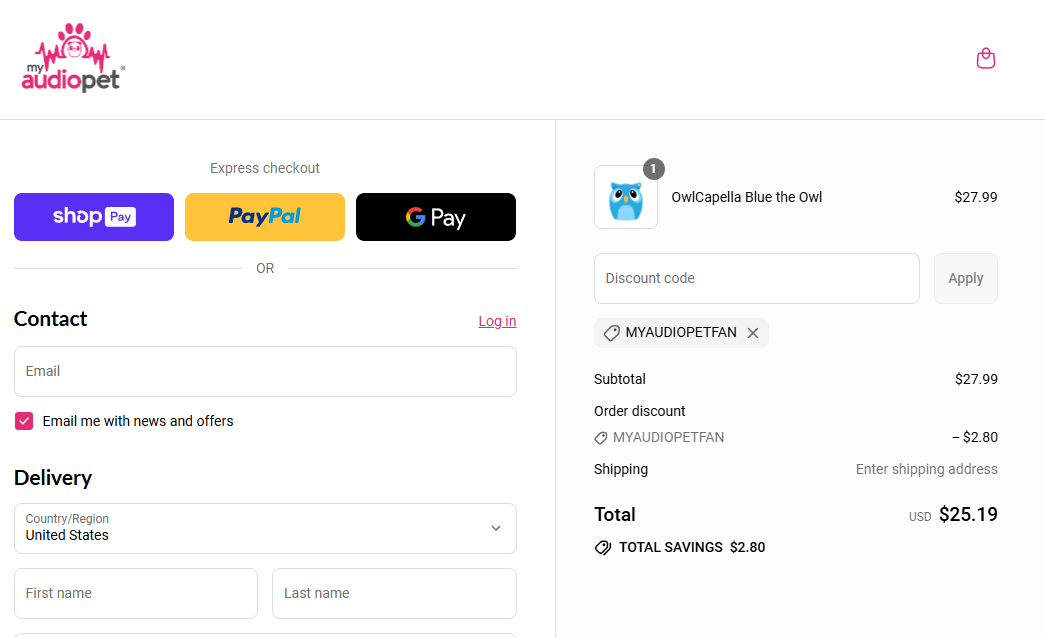 Coupon proof MYAUDIOPETFAN