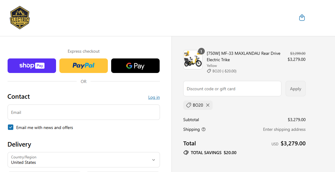Coupon proof BO20