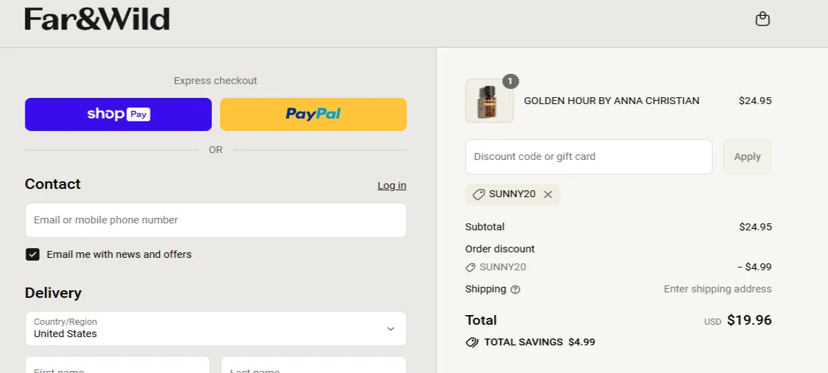 Coupon proof SUNNY20