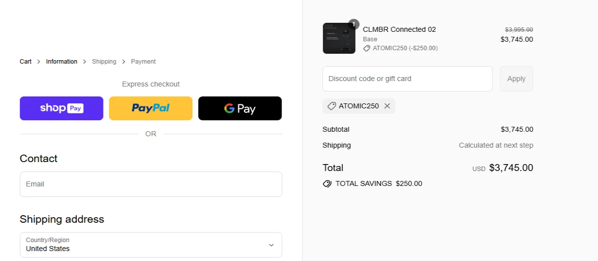 Coupon proof ATOMIC250