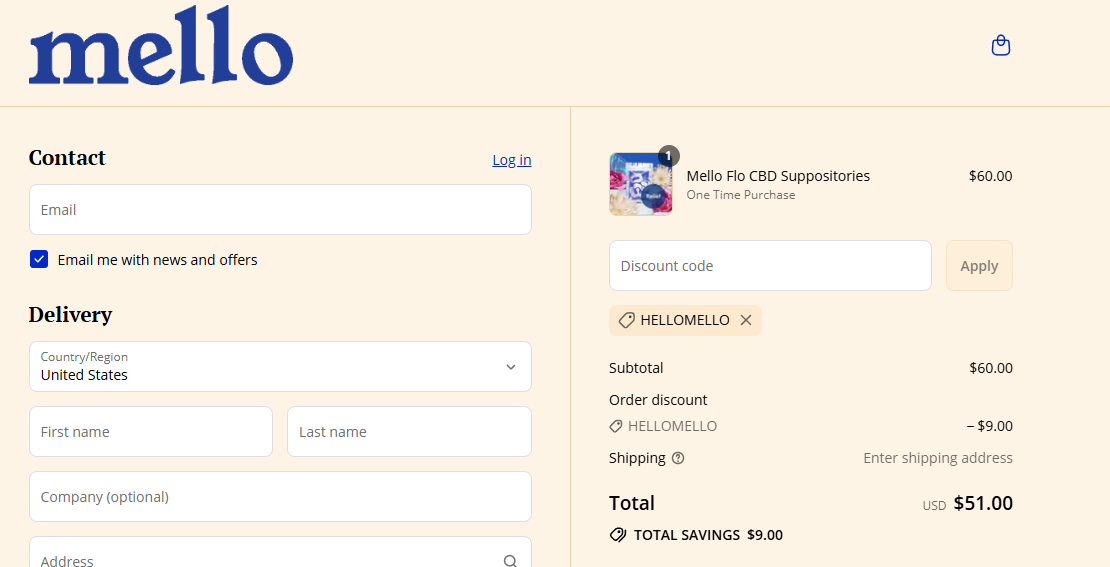 Coupon proof HELLOMELLO