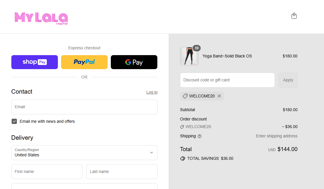 Coupon proof WELCOME20