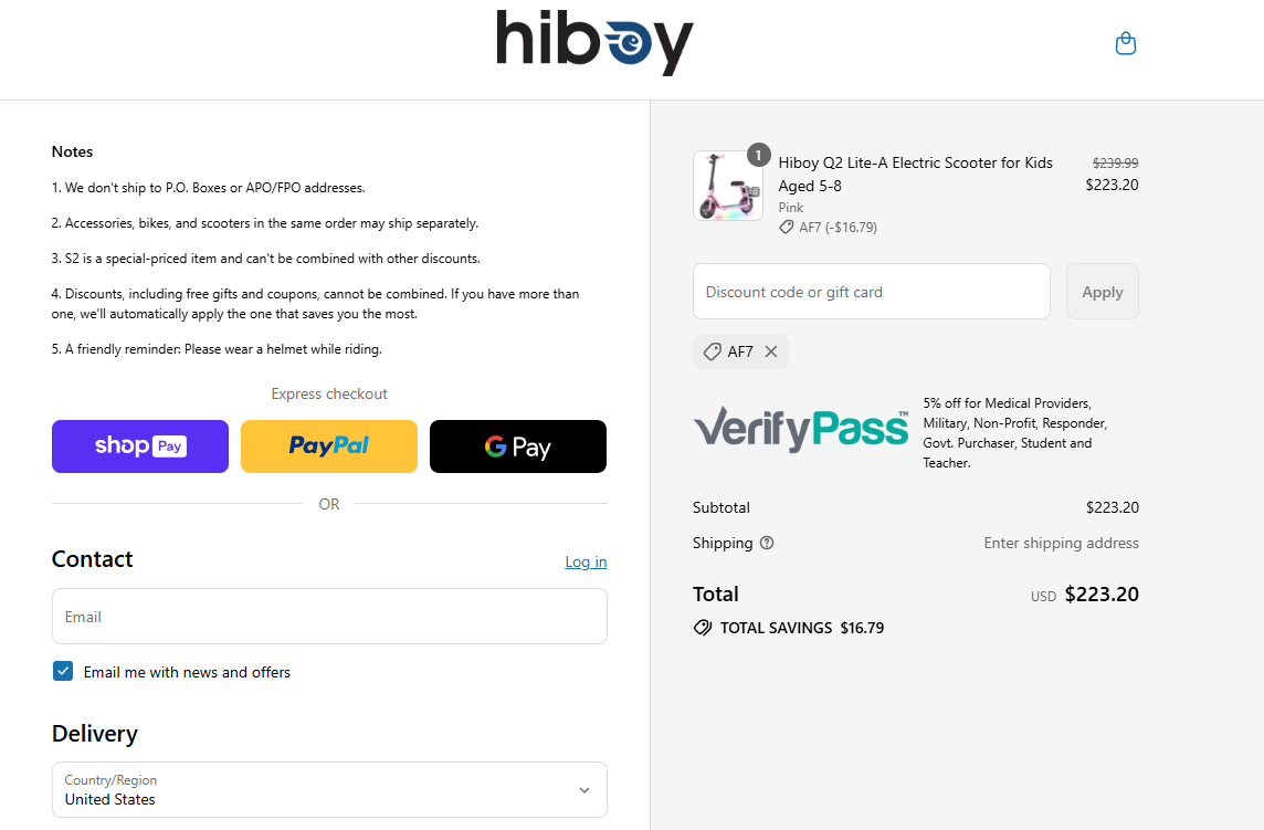 Coupon proof AF7