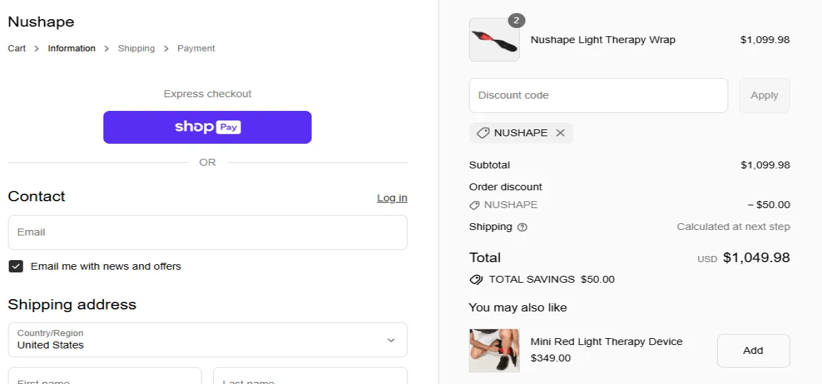 Coupon proof NUSHAPE