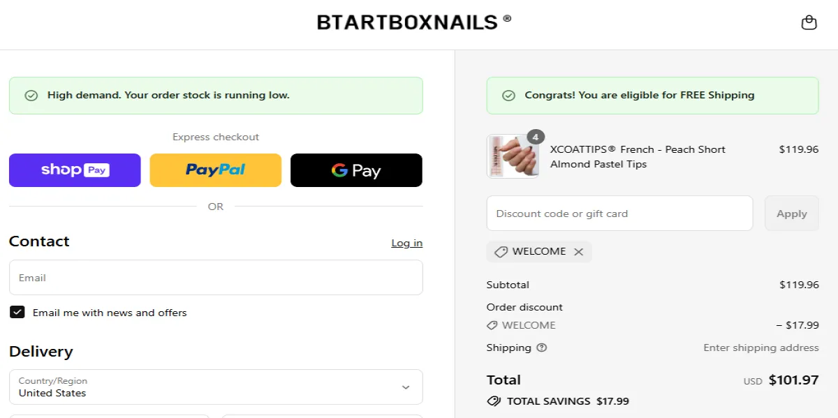 Coupon proof WELCOME