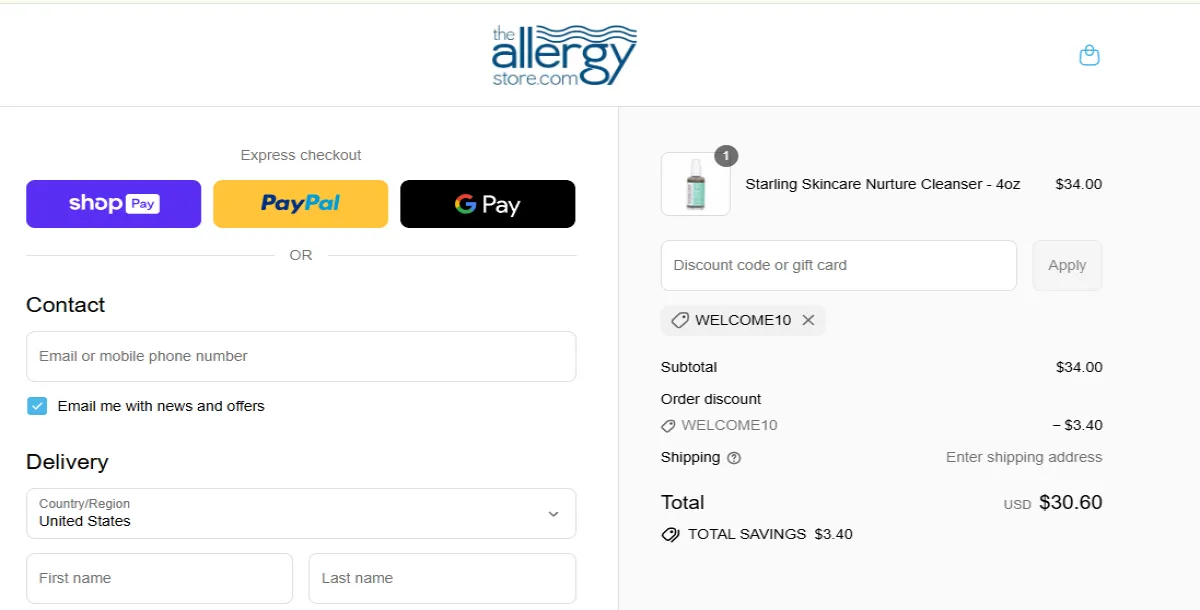 Coupon proof WELCOME10