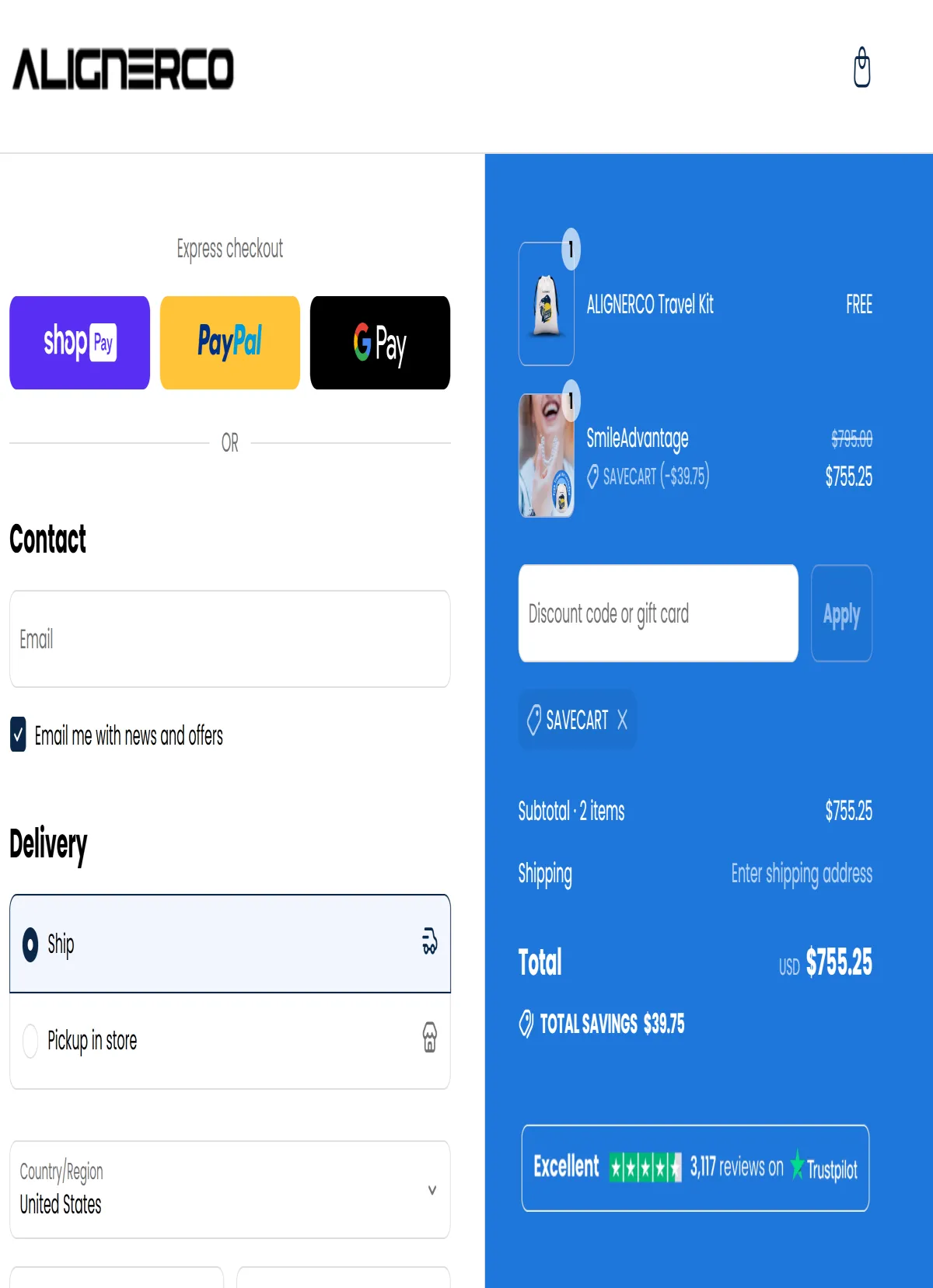 Coupon proof SAVECART
