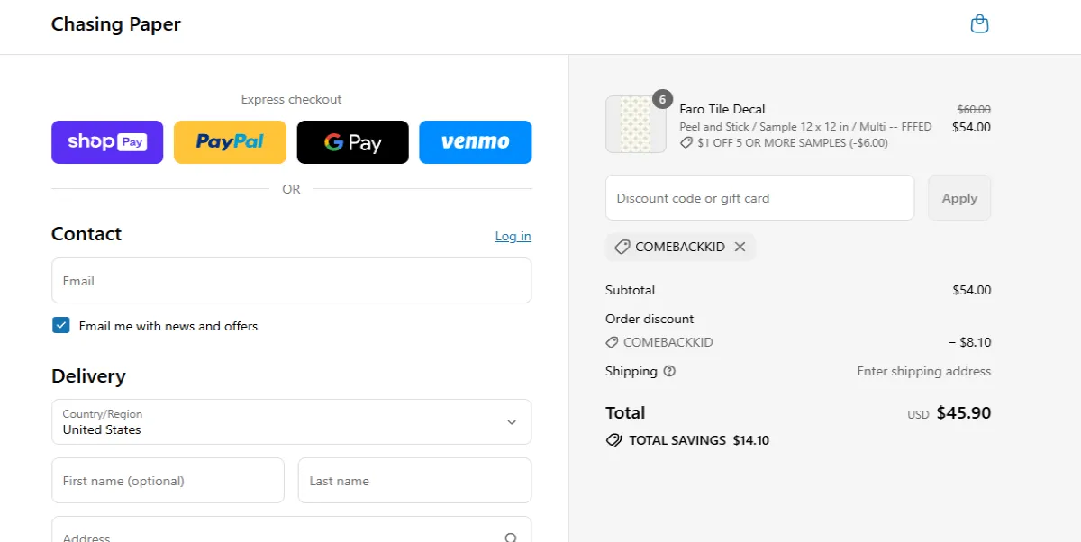 Coupon proof COMEBACKKID