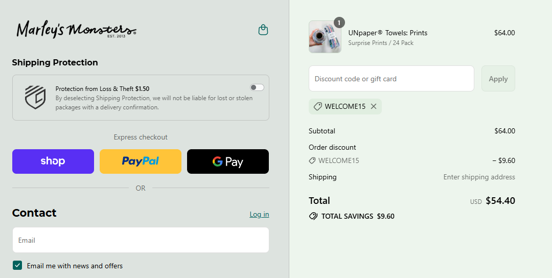 Coupon proof WELCOME15