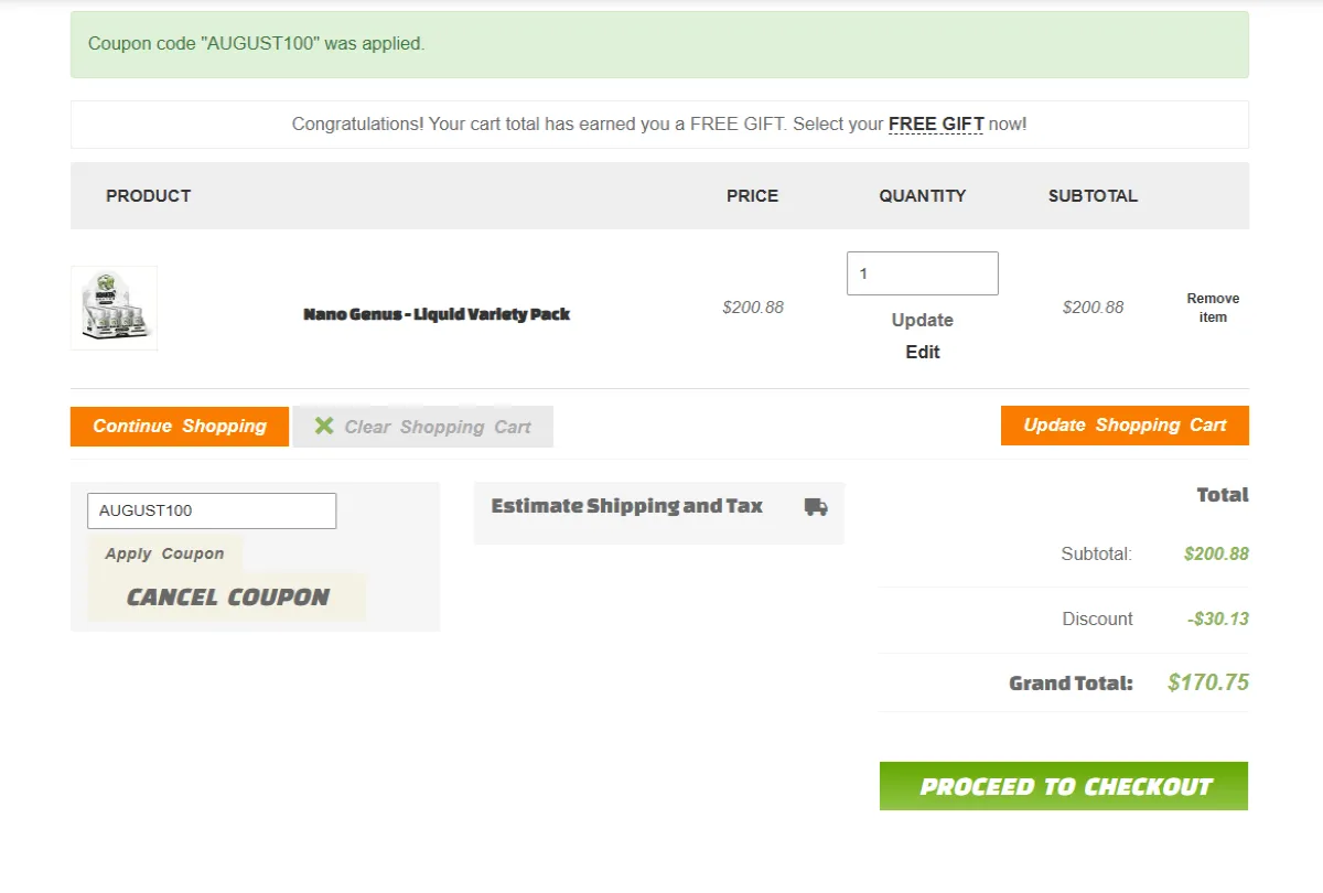 Coupon proof AUGUST100