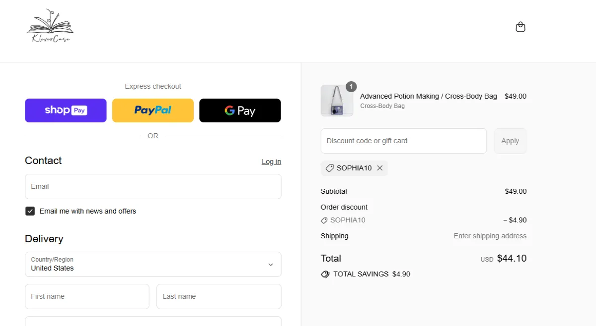 Coupon proof SOPHIA10
