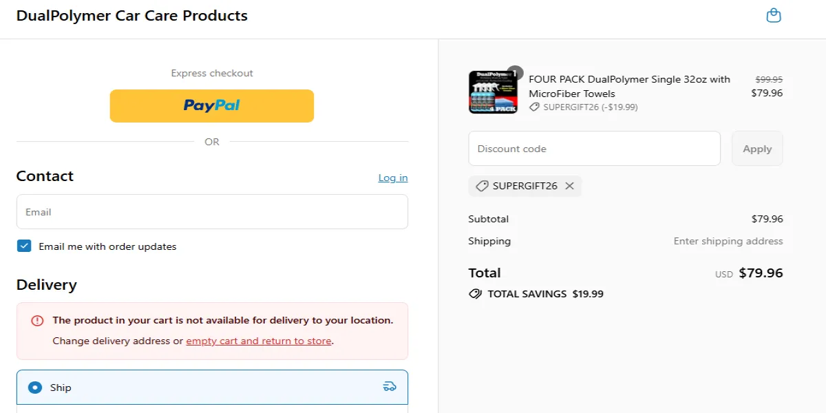 Coupon proof SUPERGIFT26