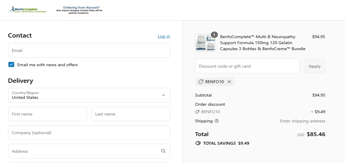 Coupon proof BENFO10