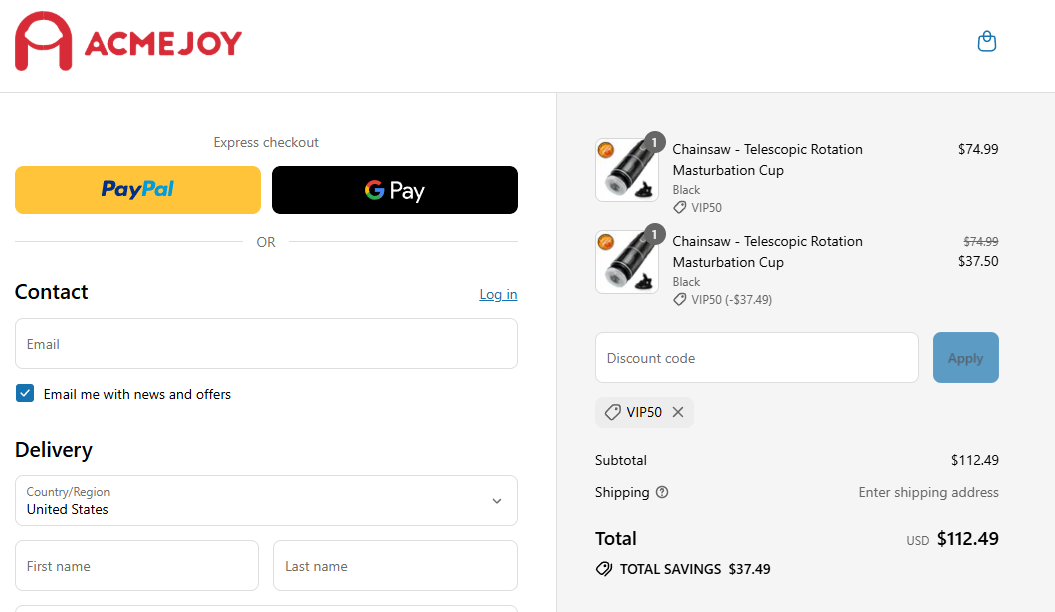 Coupon proof VIP50