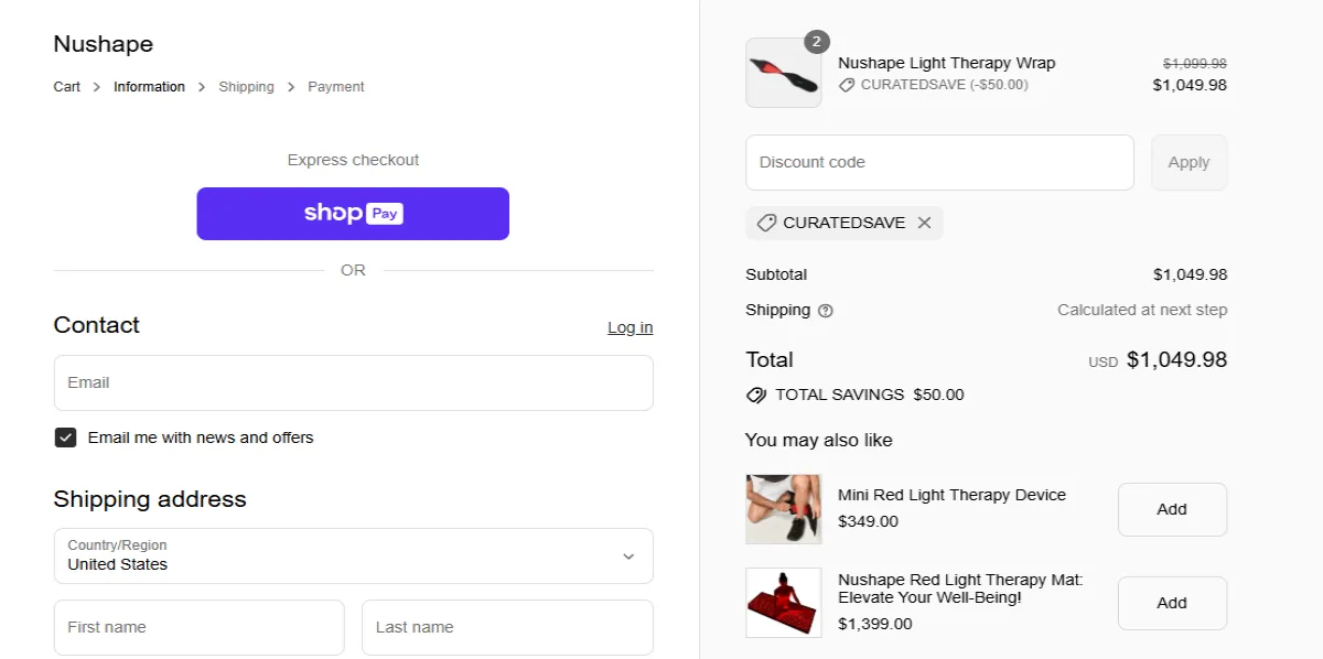 Coupon proof CURATEDSAVE