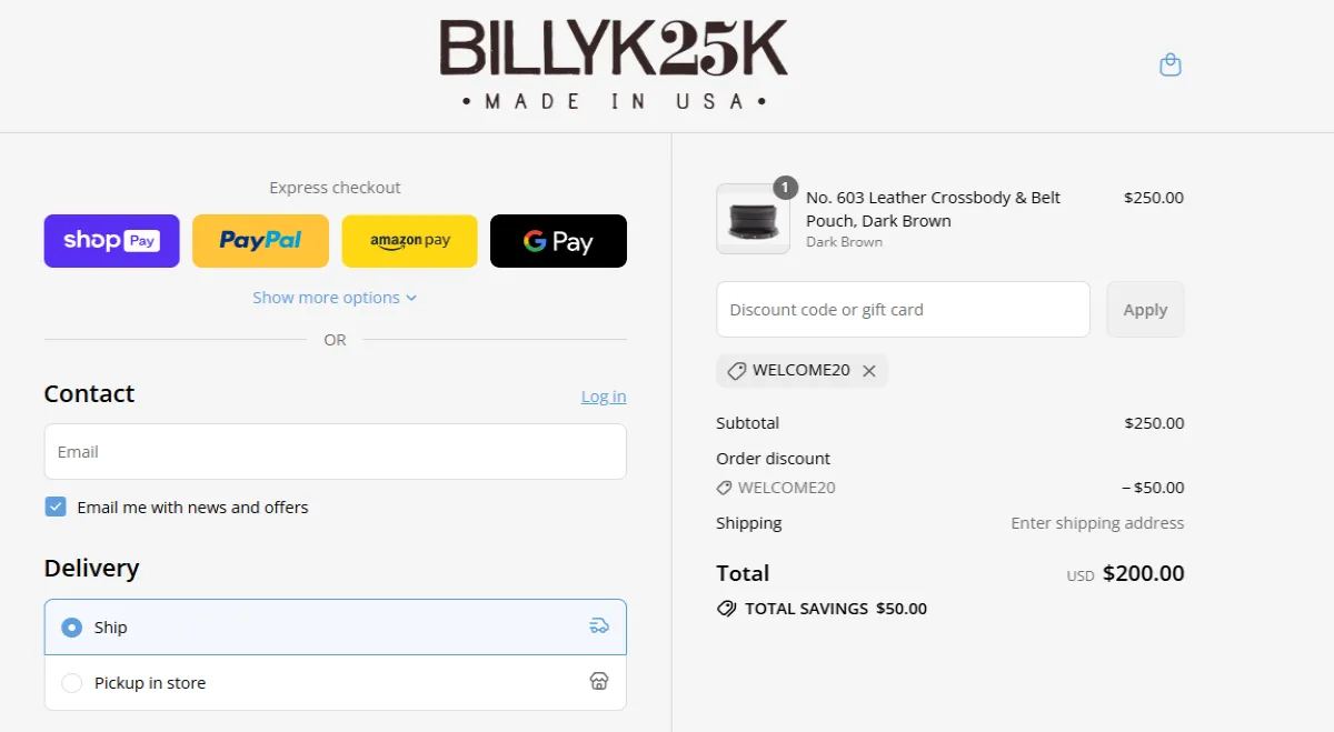 Coupon proof WELCOME20