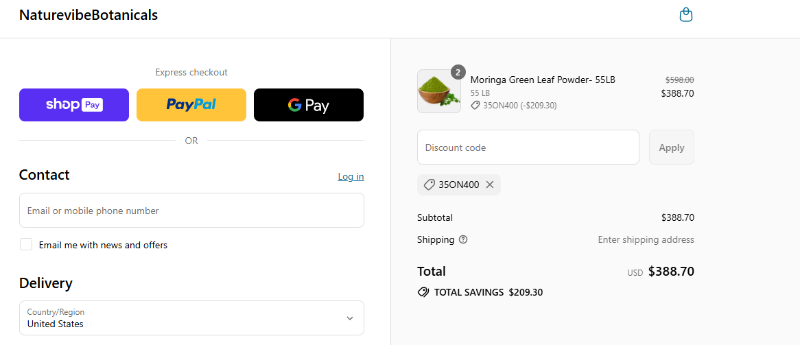 Coupon proof 35ON400