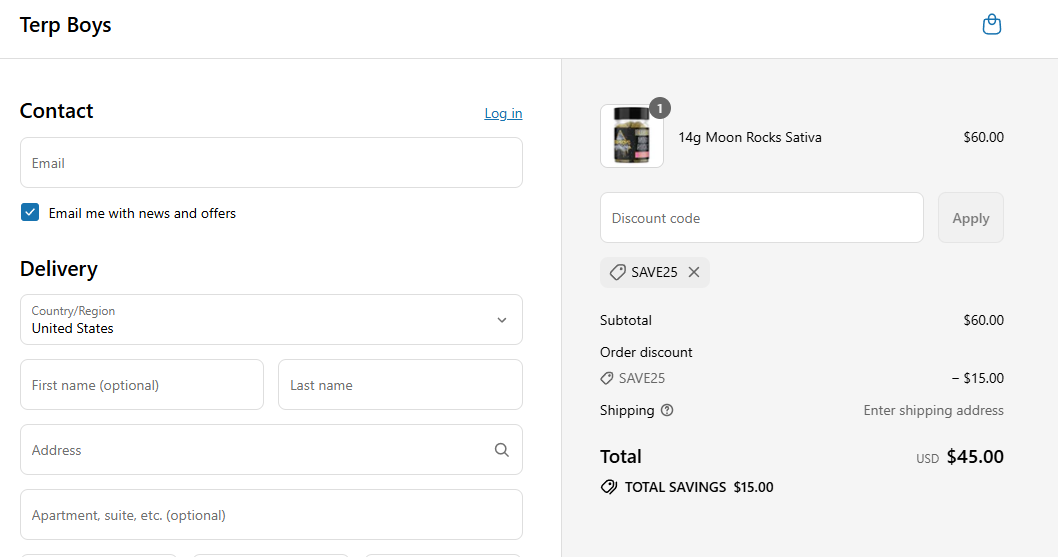 Coupon proof SAVE25