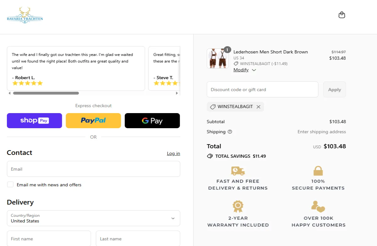 Coupon proof WINSTEALBAGIT