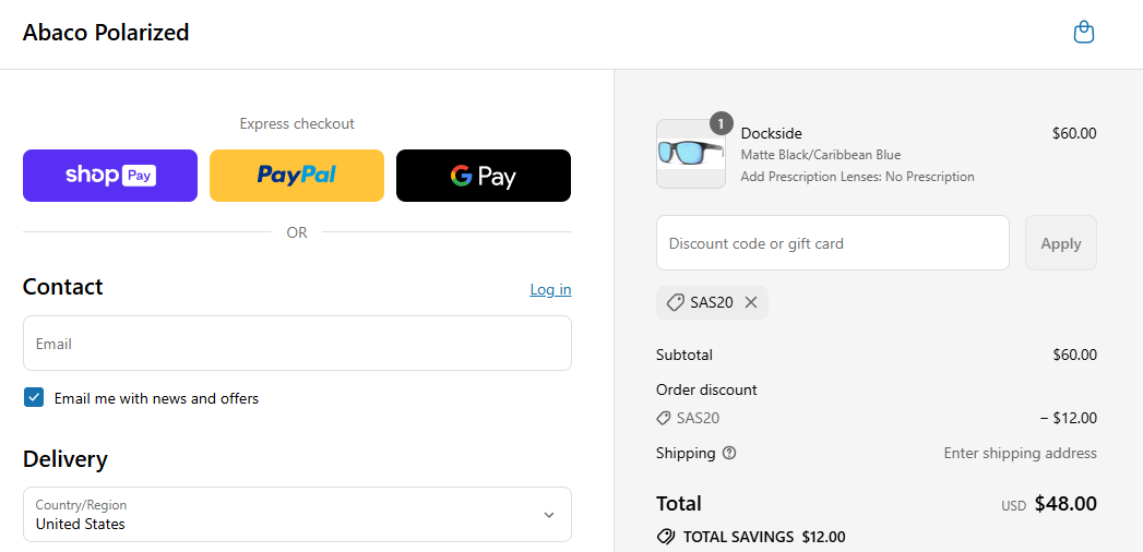 Coupon proof SAS20