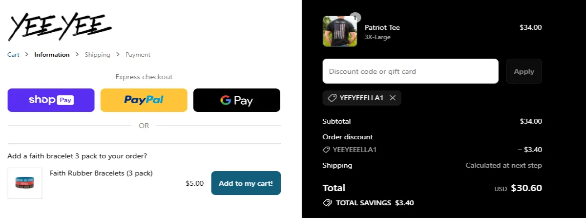 Coupon proof YEEYEEELLA1