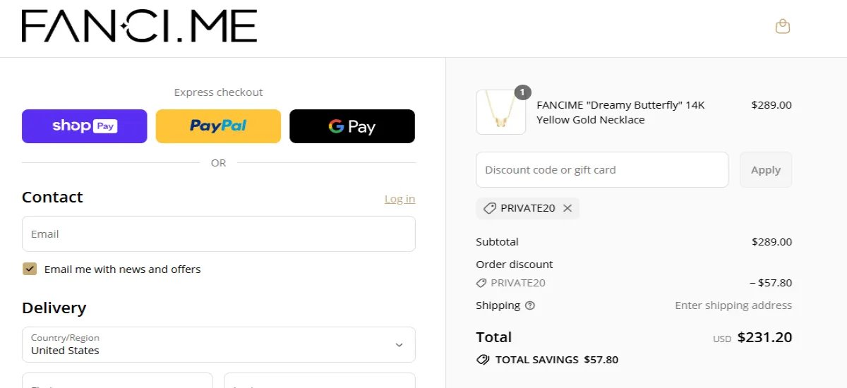 Coupon proof PRIVATE20