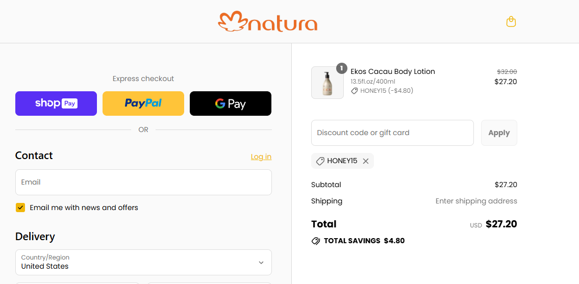 Coupon proof HONEY15