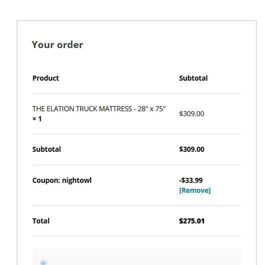 Coupon proof nightowl