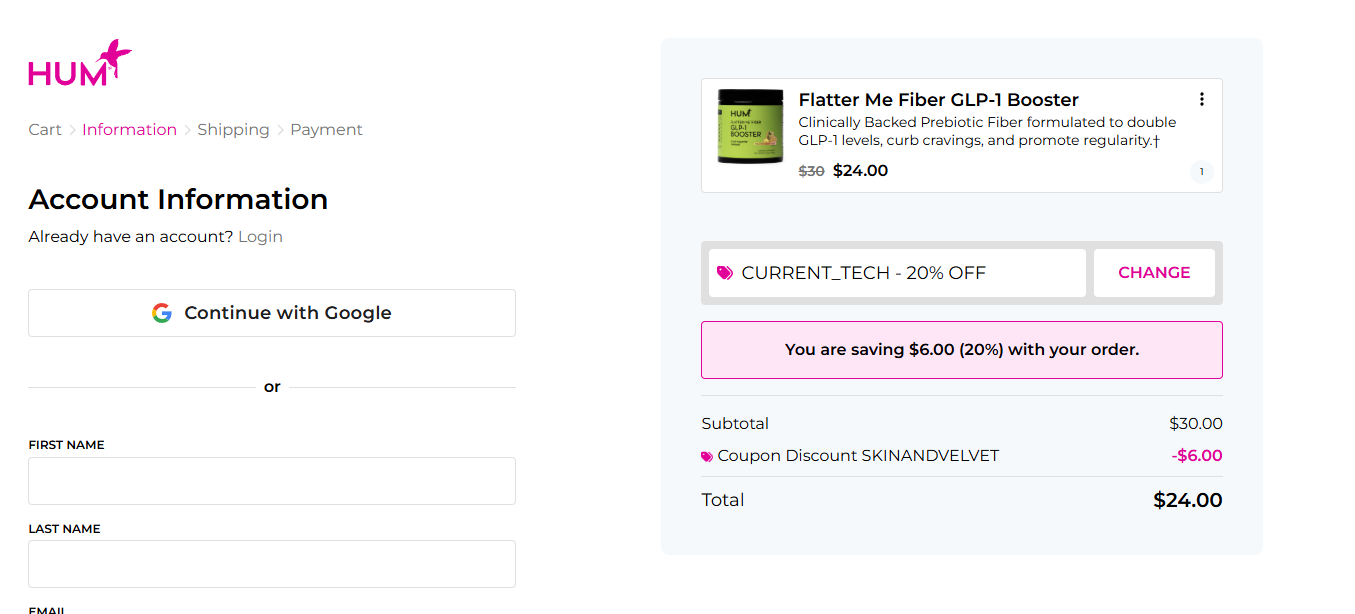 Coupon proof SKINANDVELVET