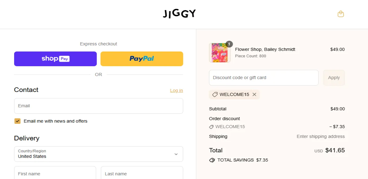 Coupon proof WELCOME15