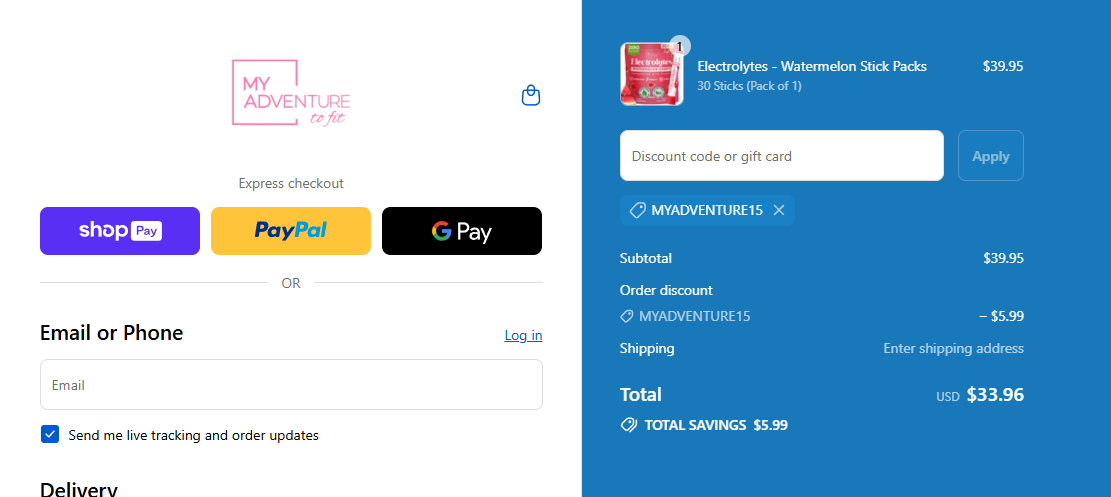 Coupon proof MYADVENTURE15