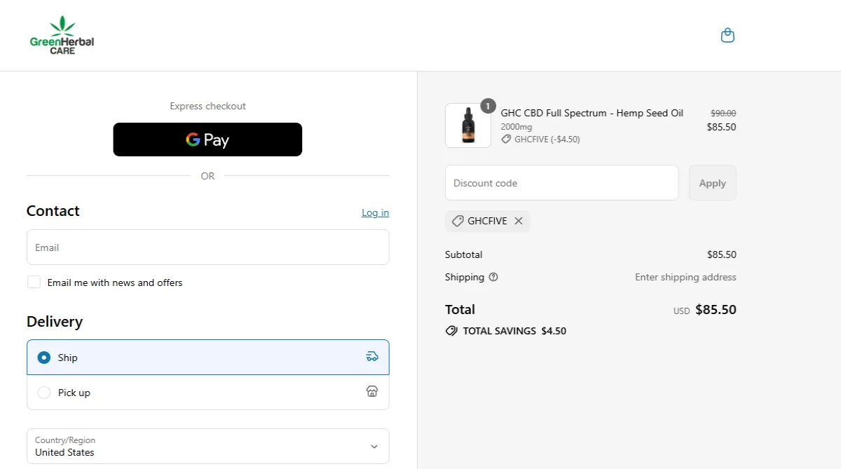 Coupon proof GHCFIVE