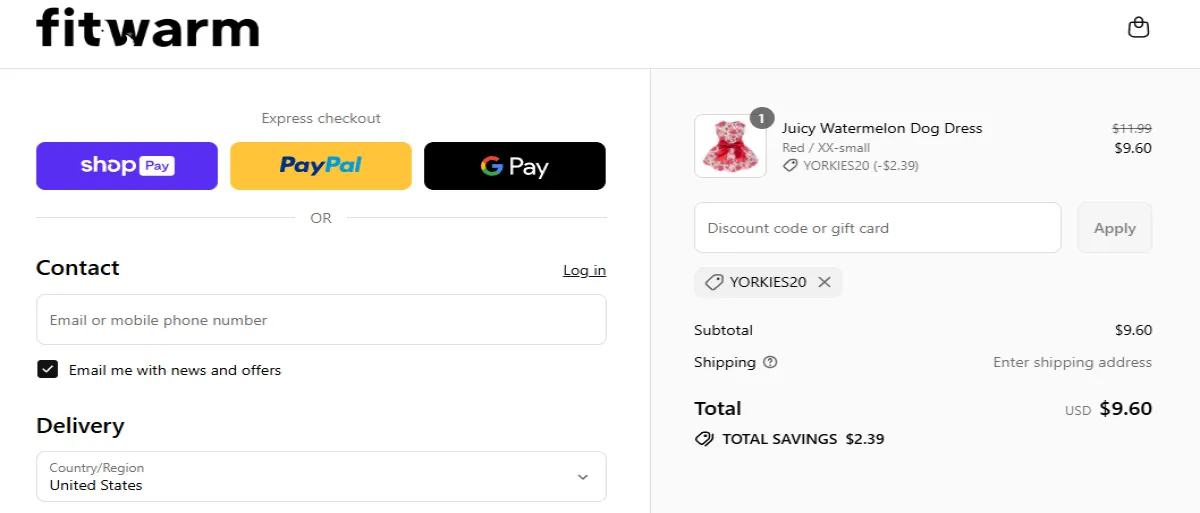 Coupon proof YORKIES20