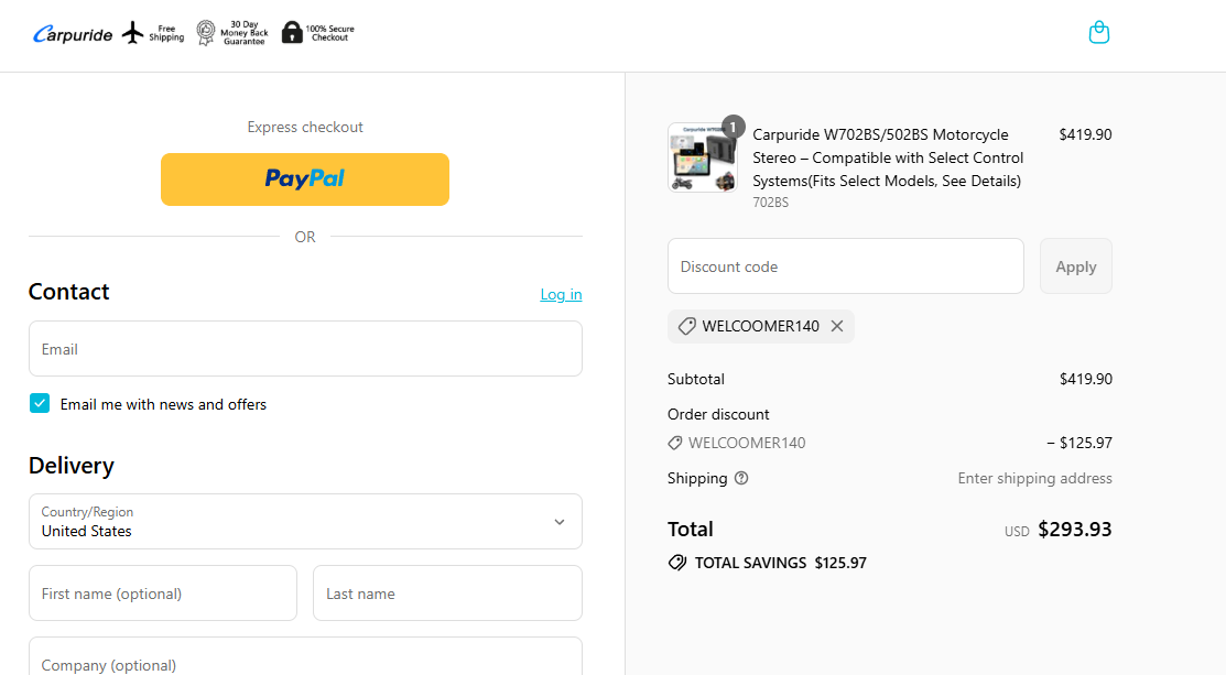 Coupon proof WELCOOMER140