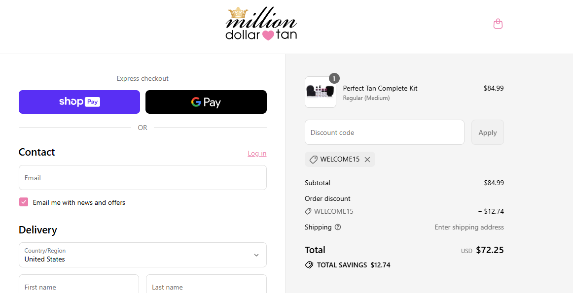 Coupon proof WELCOME15