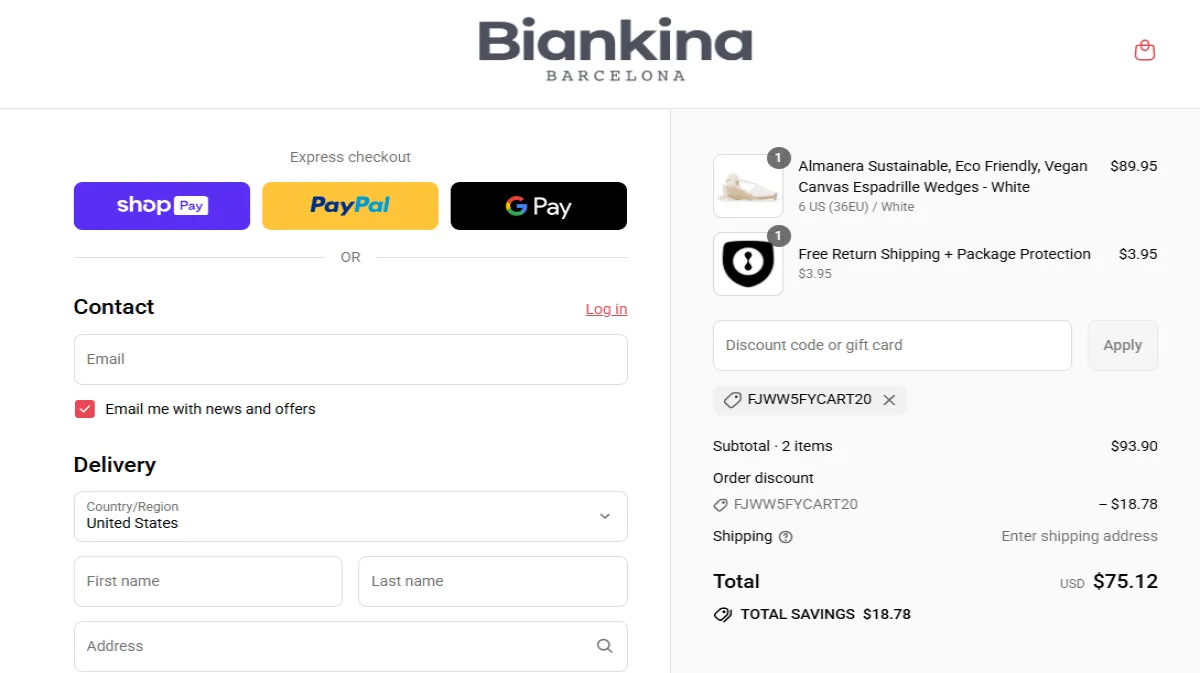 Coupon proof FJWW5FYCART20