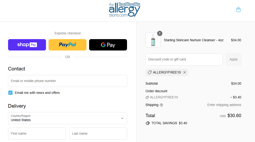 Coupon proof ALLERGYFREE10