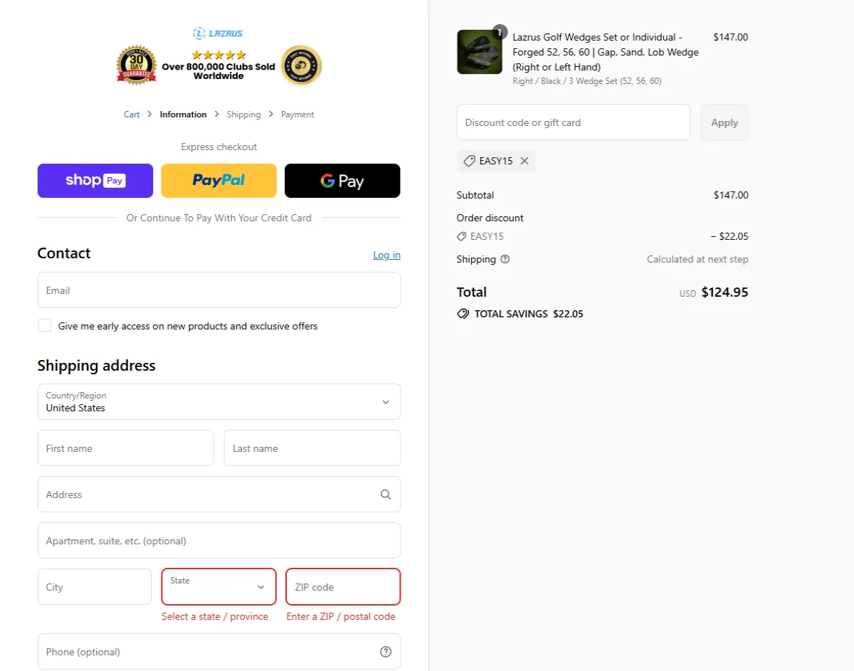 Coupon proof EASY15