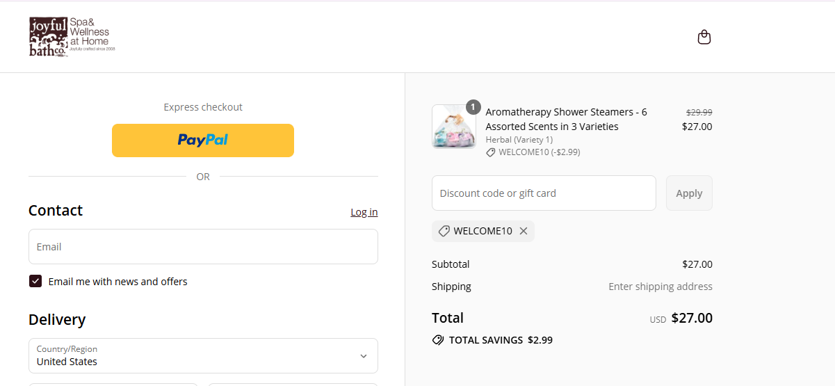 Coupon proof WELCOME10