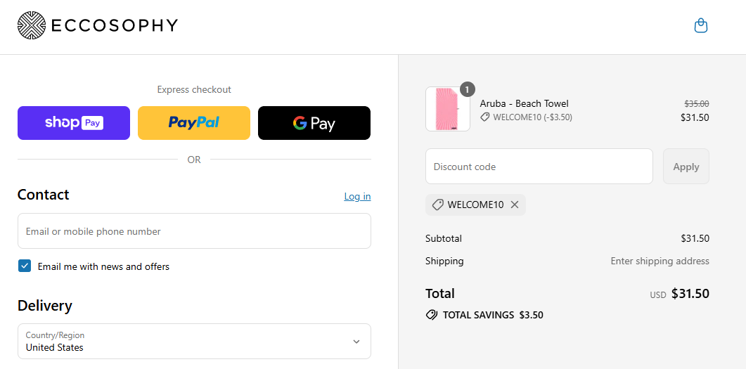 Coupon proof WELCOME10