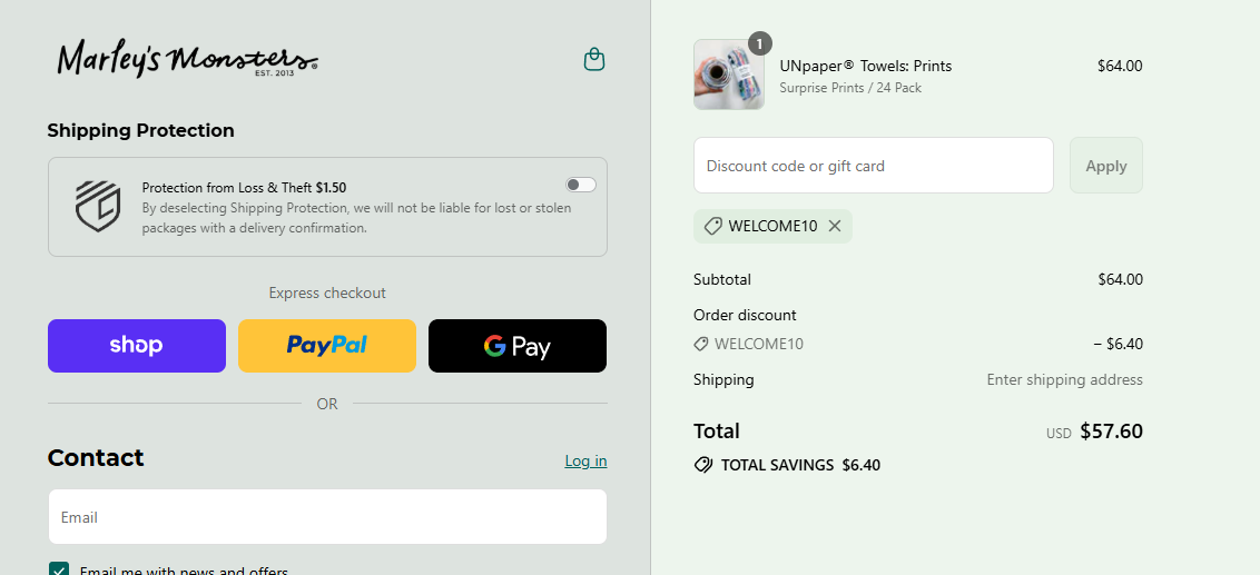 Coupon proof WELCOME10