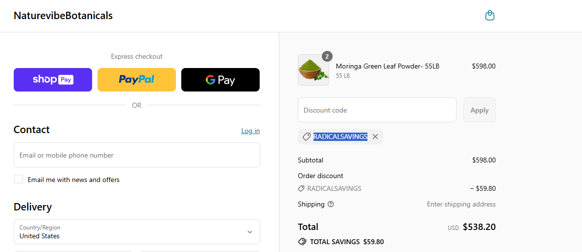 Coupon proof RADICALSAVINGS
