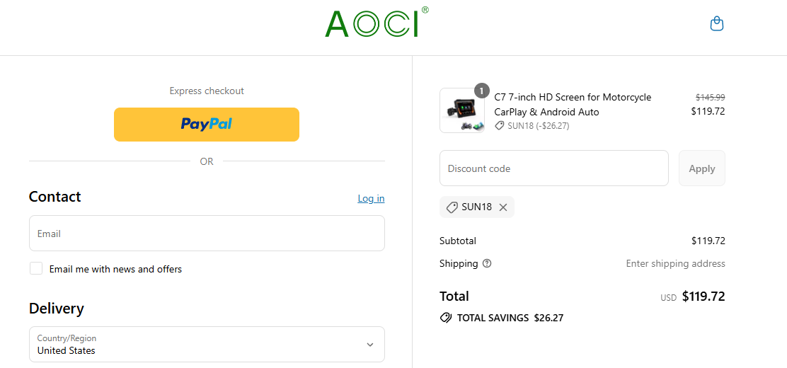 Coupon proof SUN18