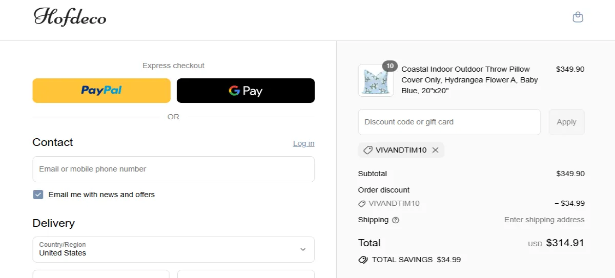 Coupon proof VIVANDTIM10