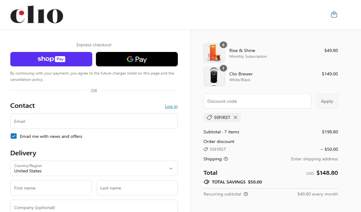 Coupon proof 50FIRST