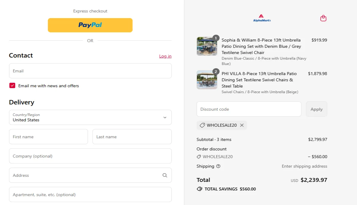 Coupon proof WHOLESALE20