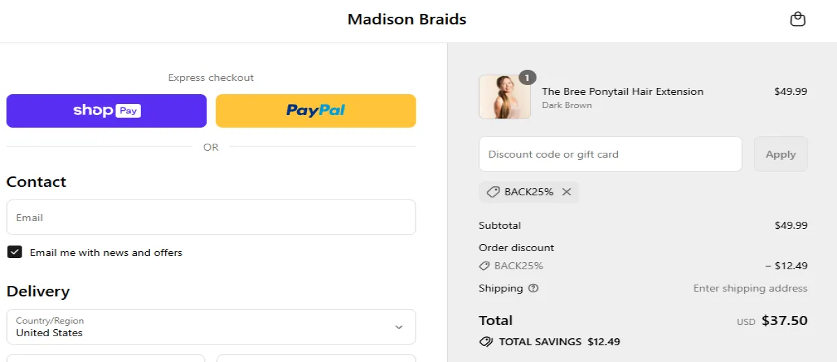 Coupon proof BACK25